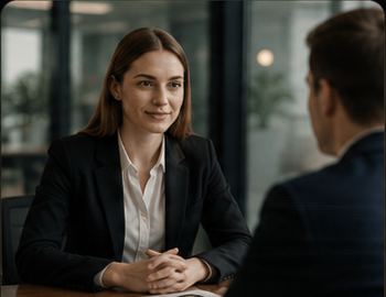Professional preparing for an English job interview